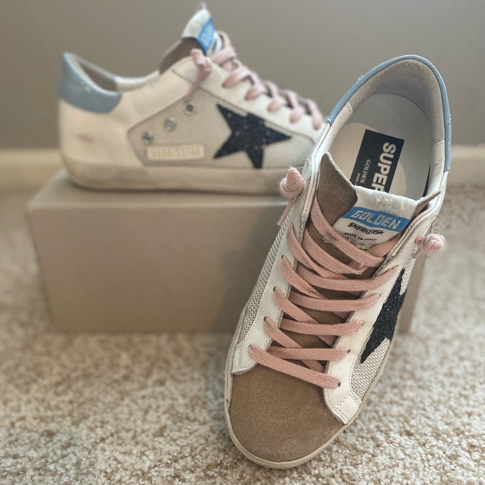 Golden Goose Sneakers with Pink and Black Accents